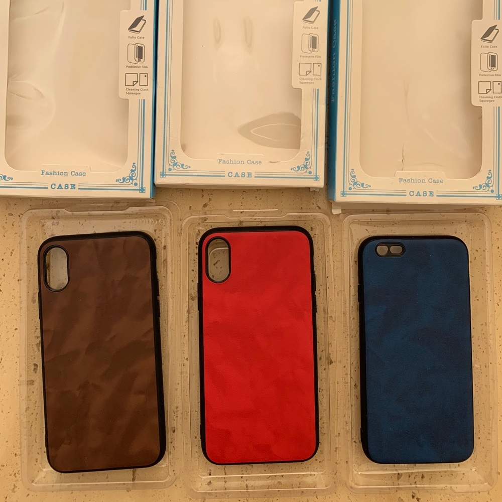 Variety iPhone X/XS & 6/6S cases, red, brown, blue